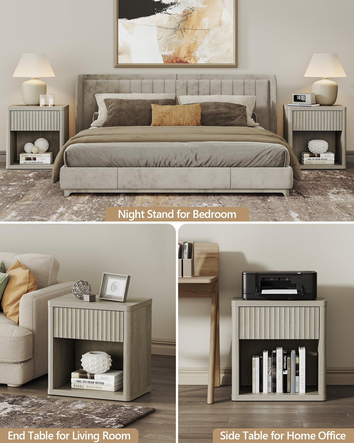 Night Stand Nightstand with Drawer Storage Bed Side