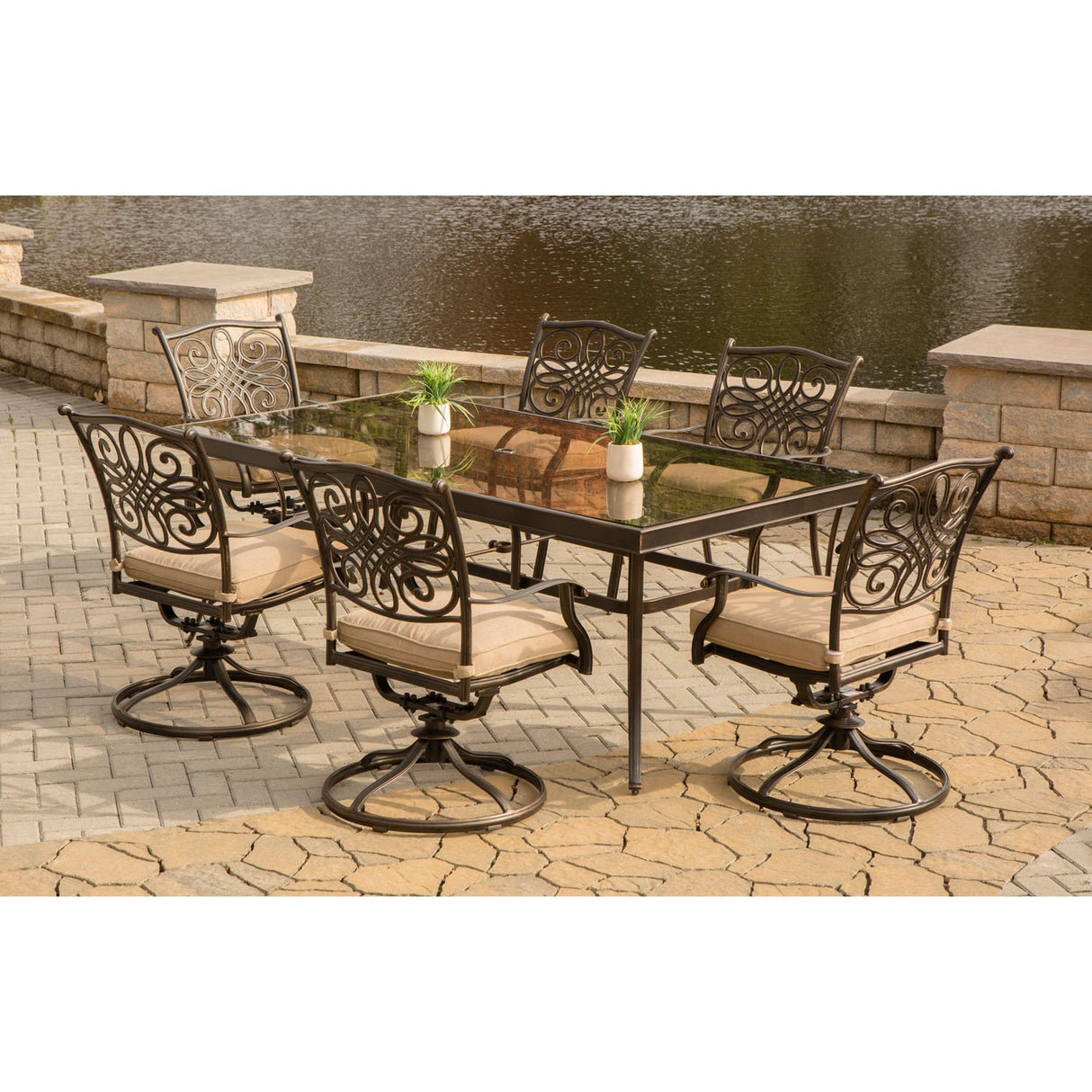 Traditions 7-Piece Outdoor Dining Set, Rust-Free Aluminum Outdoor Patio Dining Set