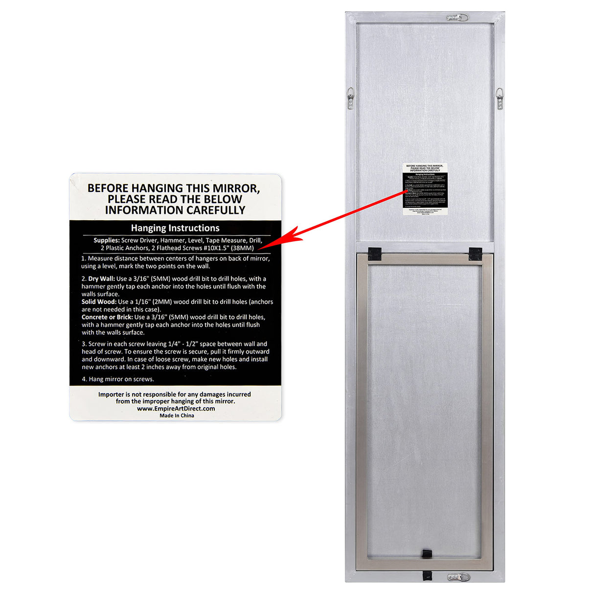 Empire Art Direct Traverse Modern Cheval, Floor Mirror Solid Wood Frame Covered with Beveled Clear MirrorPanel, 64" x 1.3" x 18"