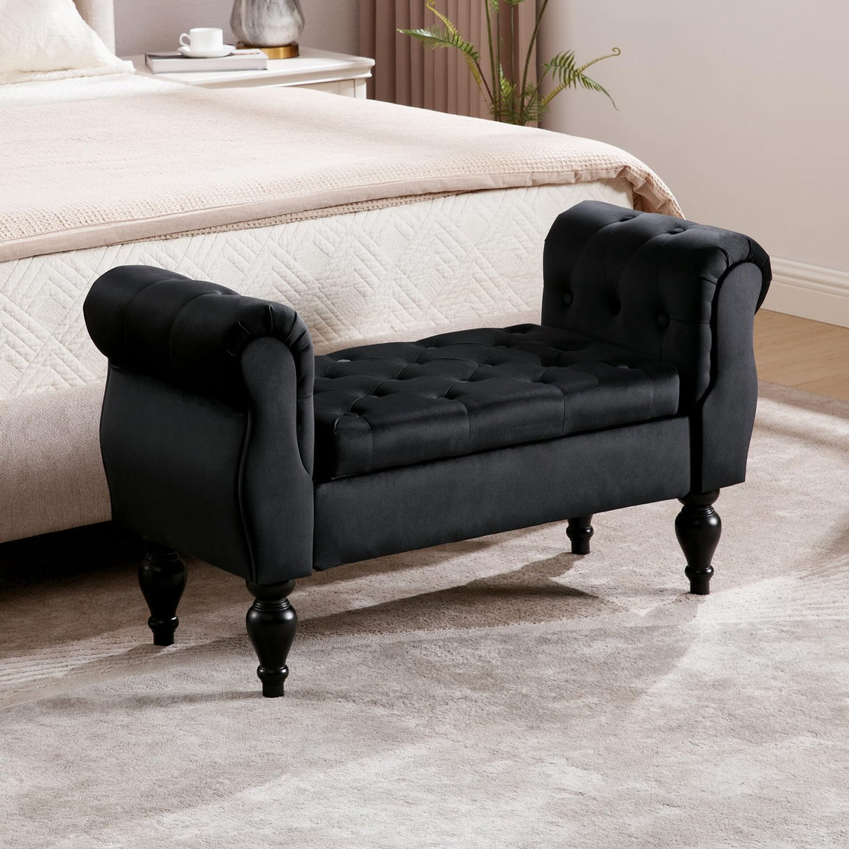 Storage Bench with Arms End of Bed Bench, Entryway Bench