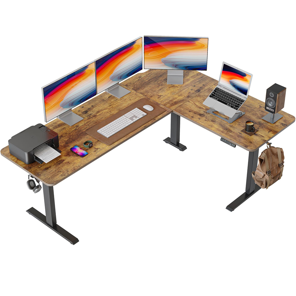 75 Inches, Supports Over 300lbs, Large L Shaped Standing Desk, Electric Height Adjustable L Shaped Desk
