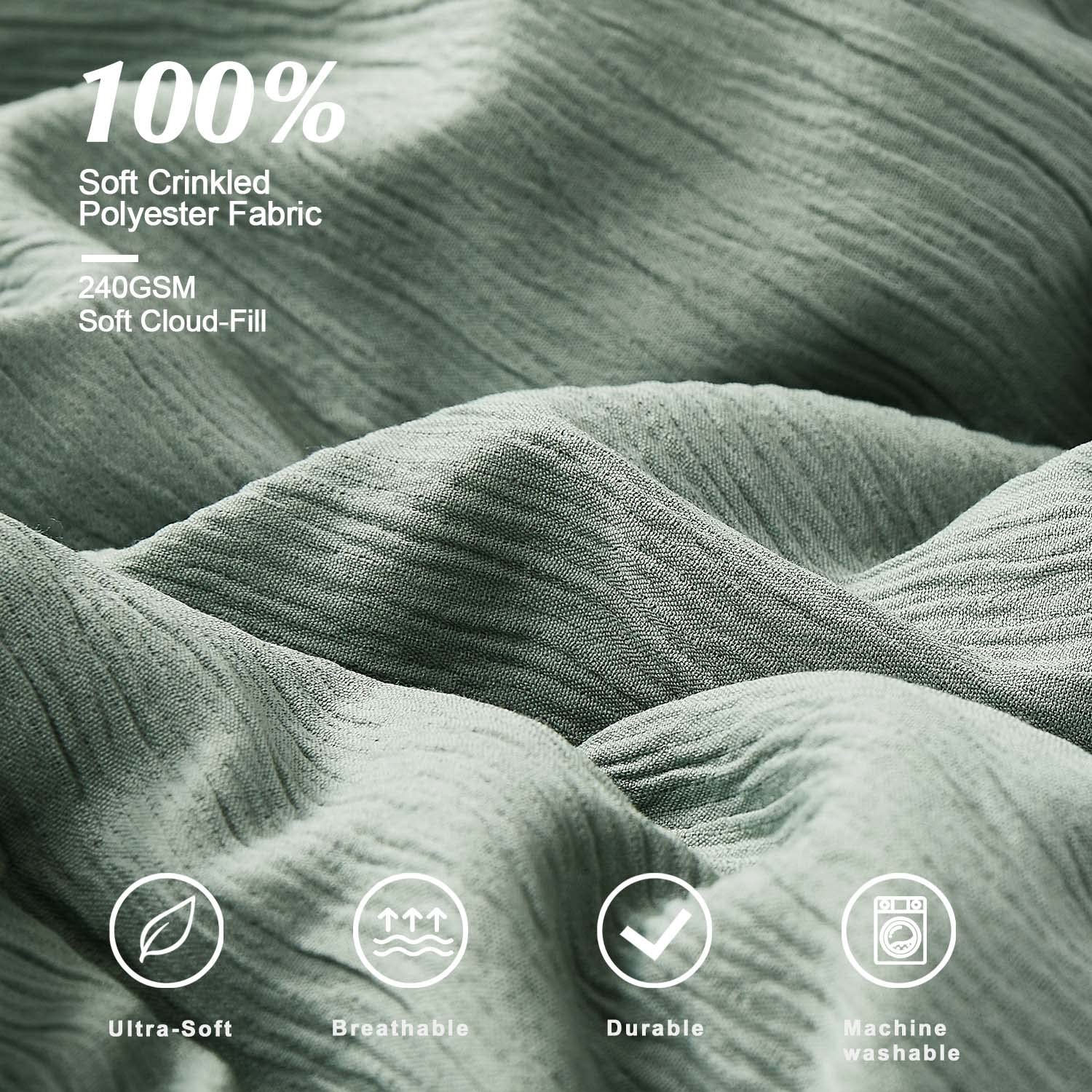 Sage Green Comforter, California King Comforter Set Textured Design