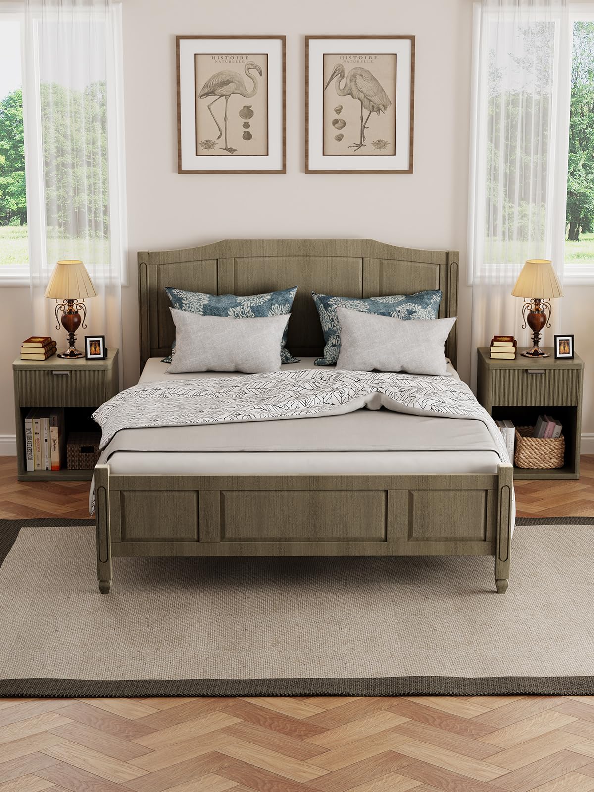 Night Stand Set of 2, Nightstands with Drawer Open Compartment