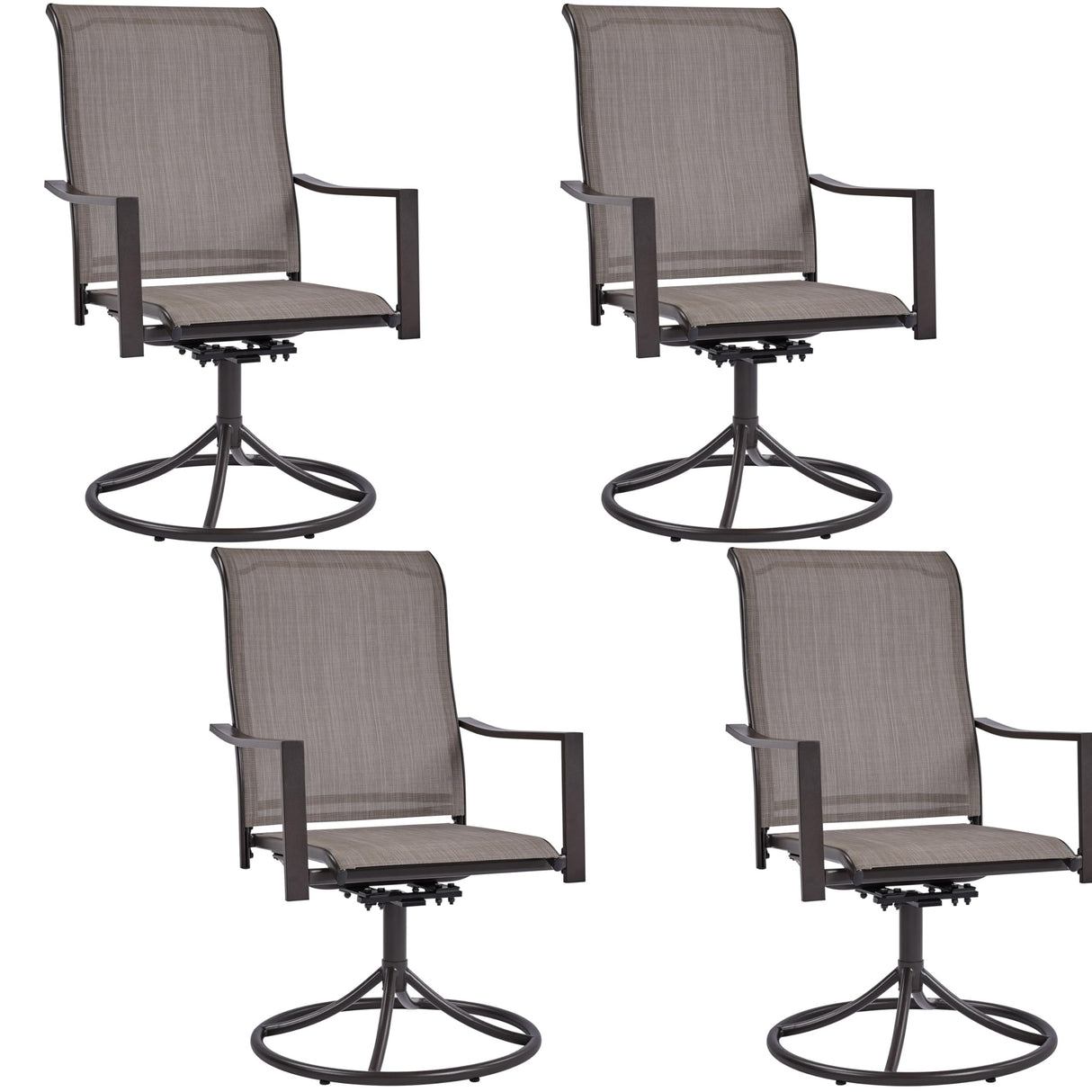 Outdoor Patio Swivel Chairs, Set of 4 Rocker Dining Chairs with Texteline Fabric