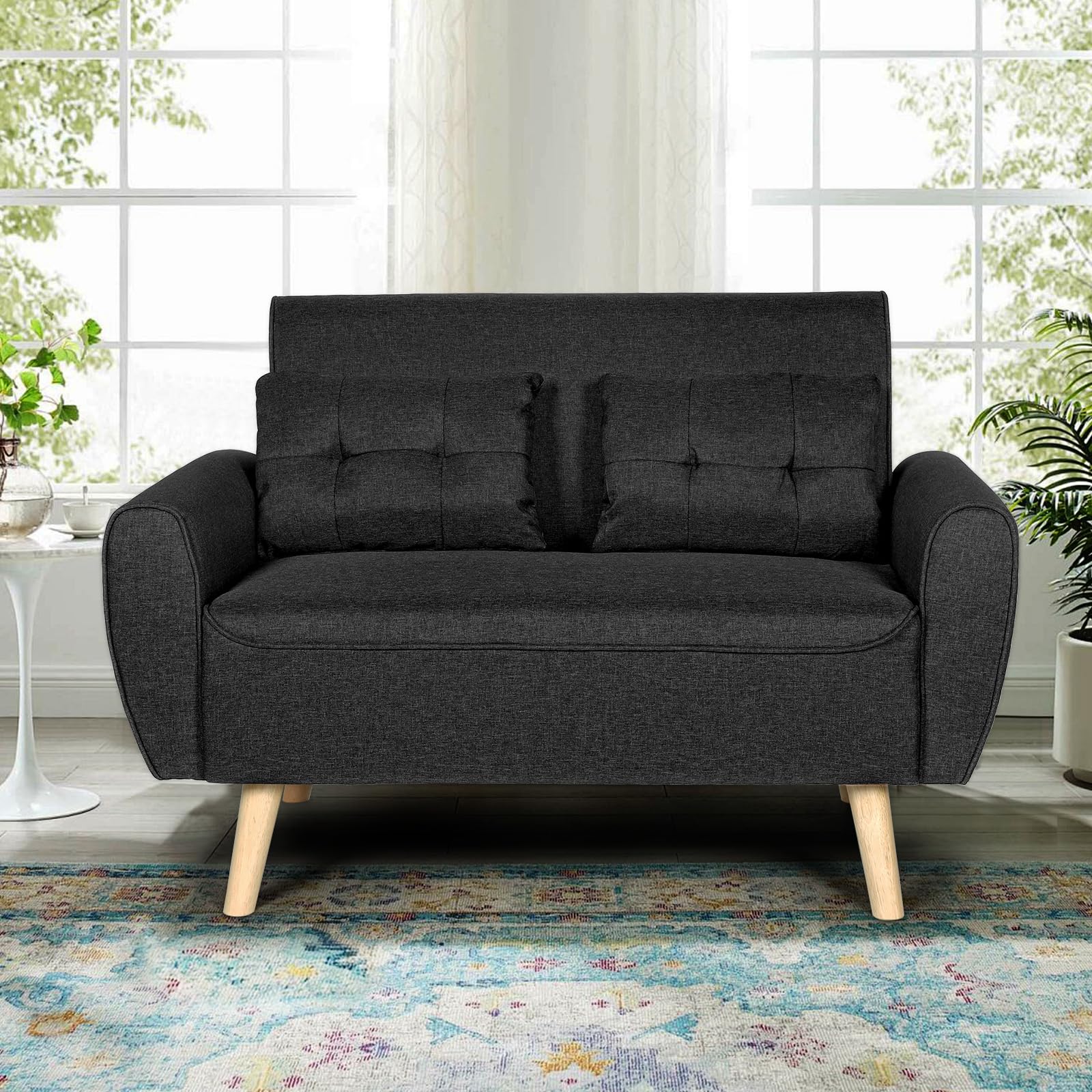 44" Small Modern Linen Fabric Loveseat Sofa, Comfortable
