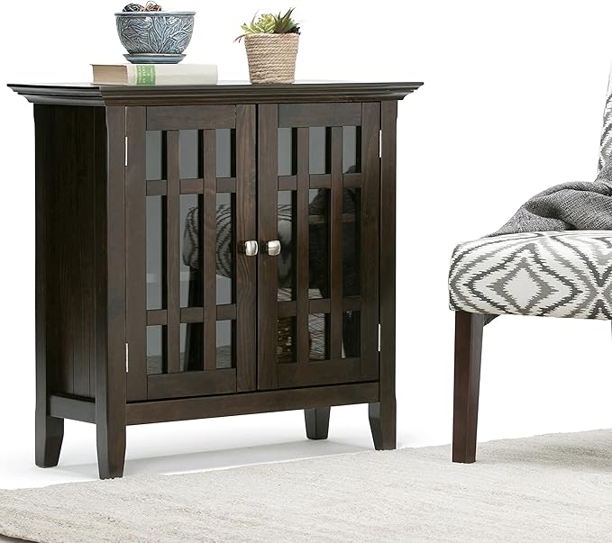 Bedford SOLID WOOD 32 inch Wide Rustic Low Storage Media Cabinet in Dark