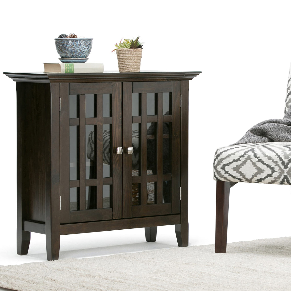 Bedford SOLID WOOD 32 inch Wide Rustic Low Storage Media Cabinet in Dark