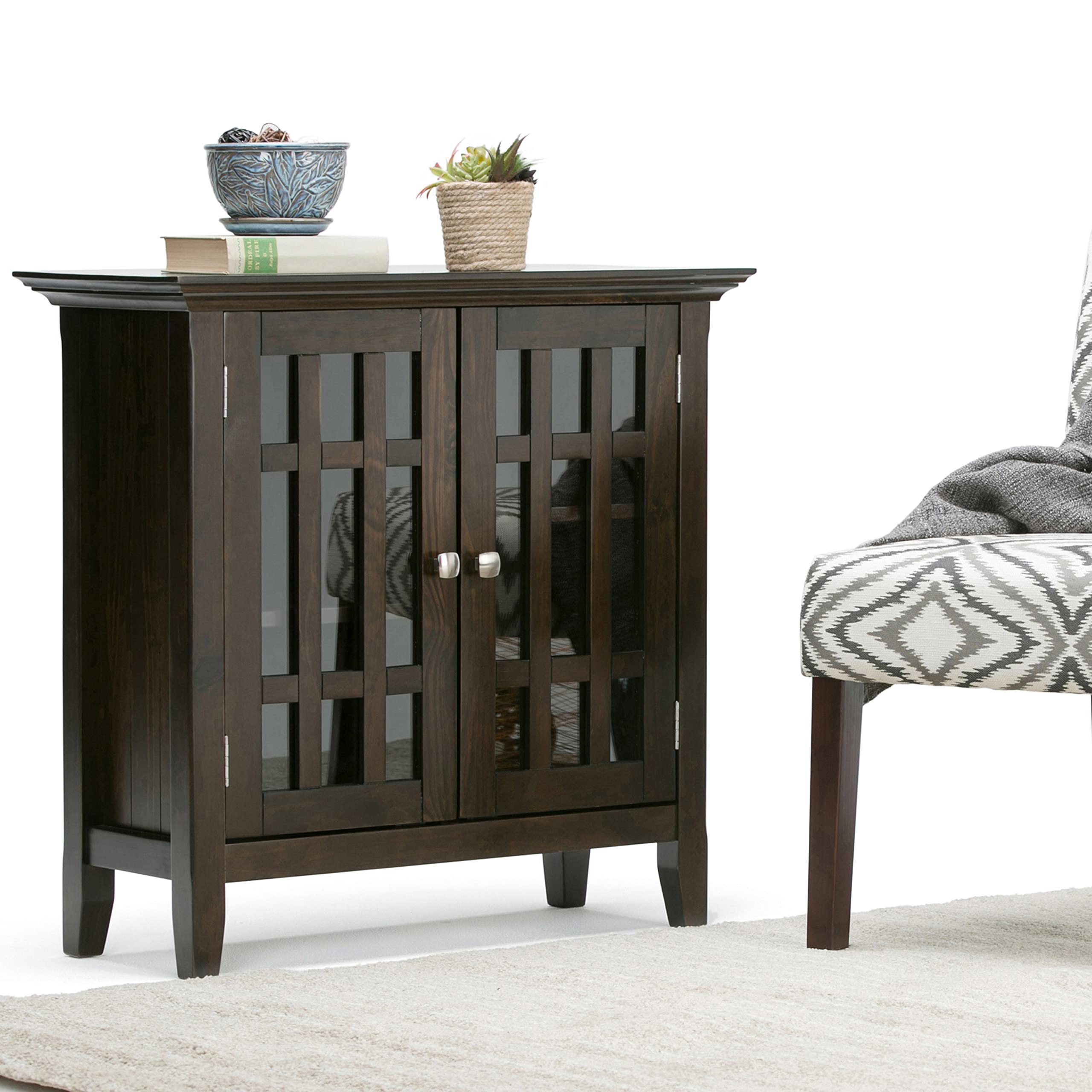 Bedford SOLID WOOD 32 inch Wide Rustic Low Storage Media Cabinet in Dark