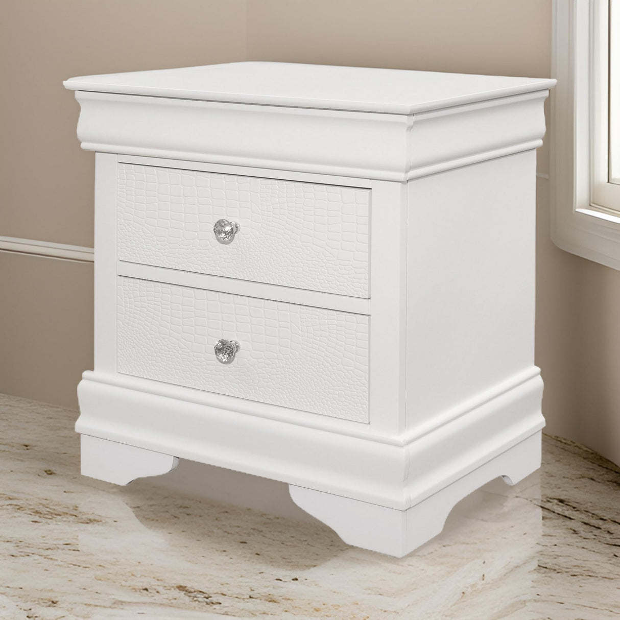 24 Inch Wood Nightstand, 2 Drawers