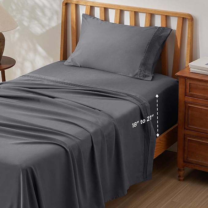 Deep Pocket Queen Sheets Set - Fits Mattresses Up to 21" Thick