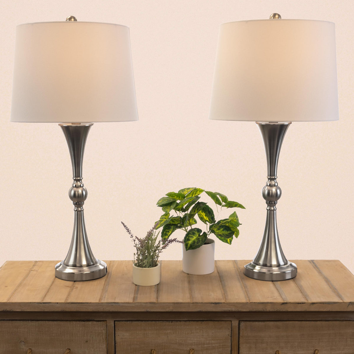 Set of 2 Table Lamps - Lamps with USB Charging Ports, Touch Control