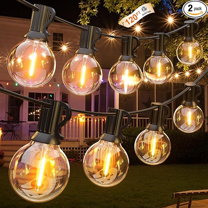 r String Lights, G40 LED Patio Lights with 64pcs Bulbs, Waterproof Shatterproof Dimmable