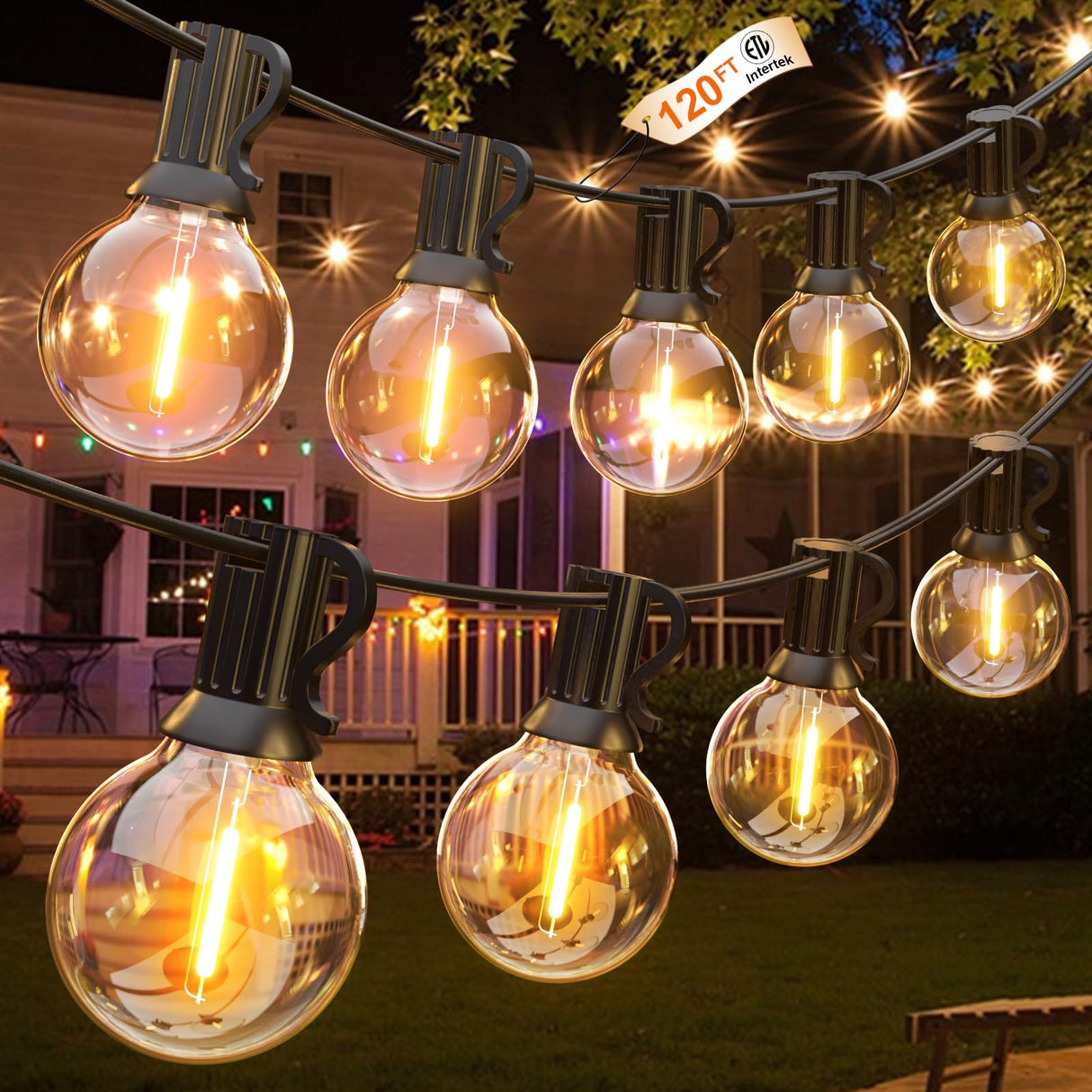 r String Lights, G40 LED Patio Lights with 64pcs Bulbs, Waterproof Shatterproof Dimmable