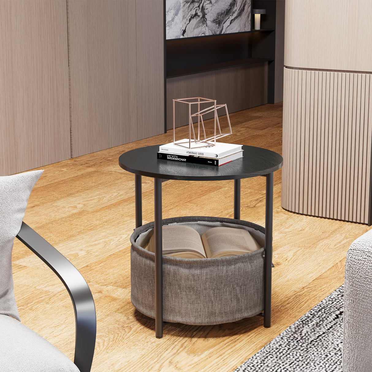 Coffee Table with Storage, Round Center Table for Living Room, Bedroom