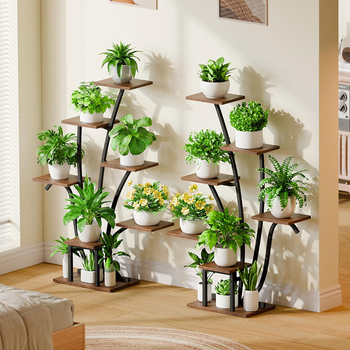 7-Tier Corner Plant Stand with Grow Lights - Space Saving Indoor Shelf