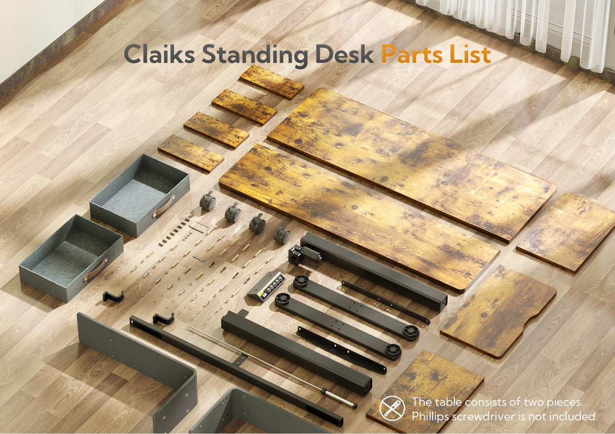 Standing Desk with Drawers, Stand Up Electric Standing Desk Adjustable
