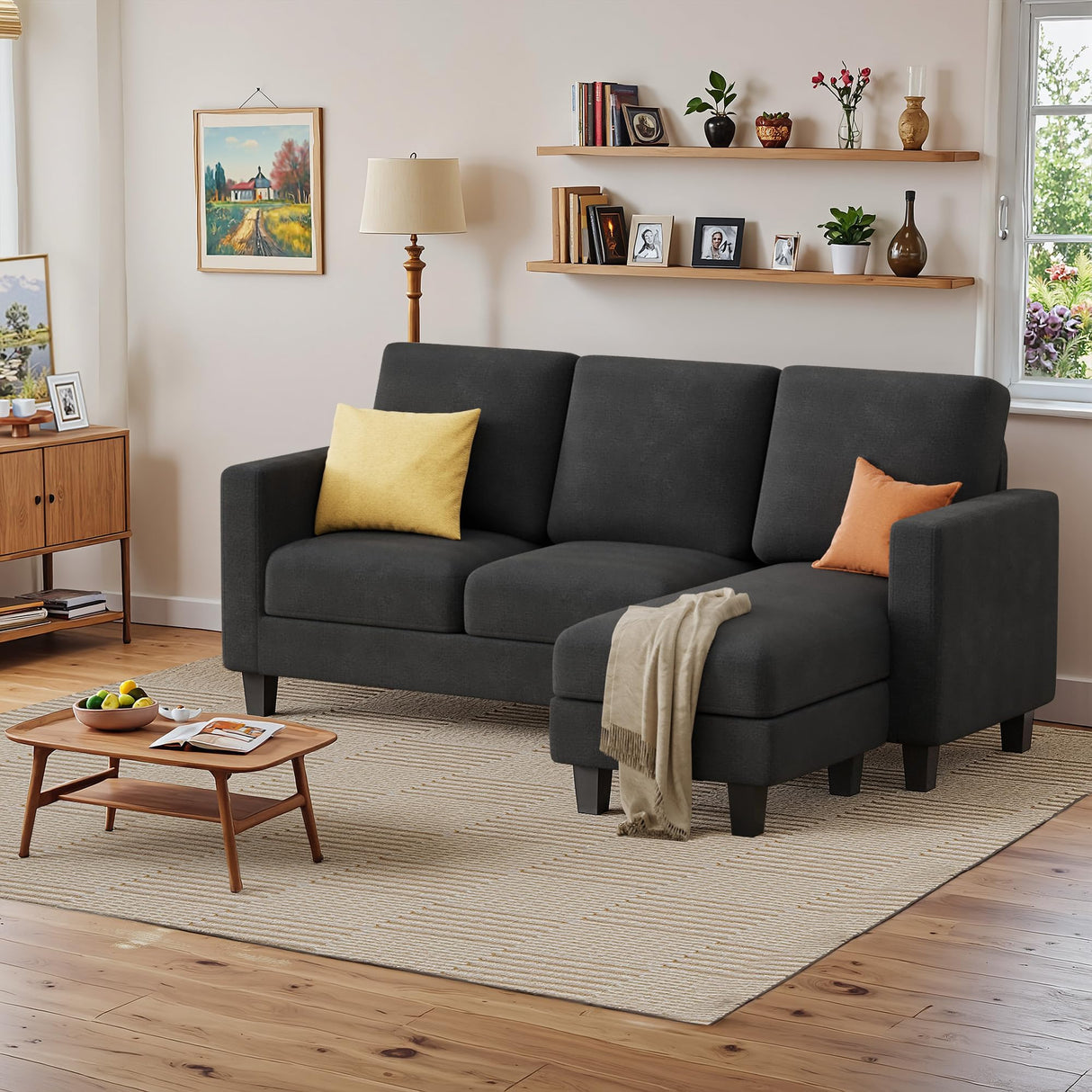 Convertible Sectional Sofa Couch,3 Seats L-Shaped Couch