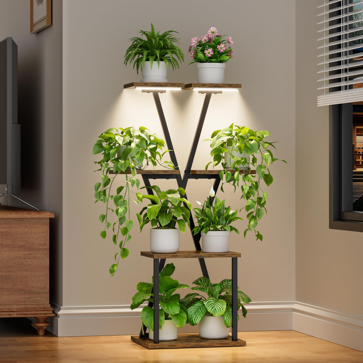 Corner Plant Stand with Grow Lights – 39” Indoor Shelf for Plants