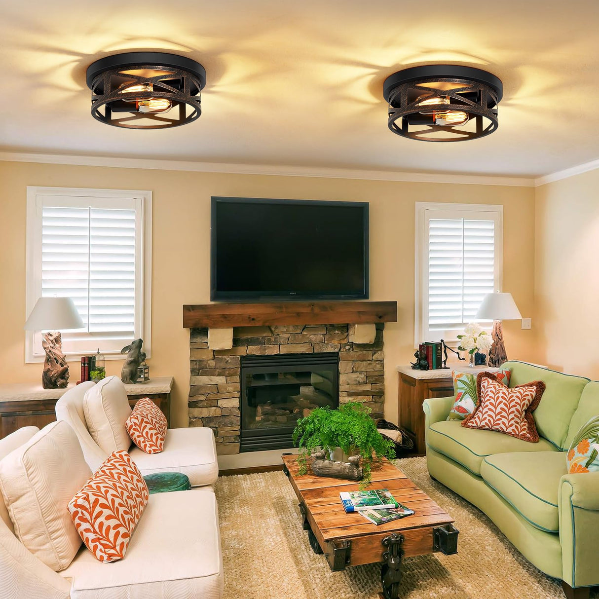 2 Pack Flush Mount Ceiling Light,Farmhouse Hallway Lighting Fixtures Ceiling