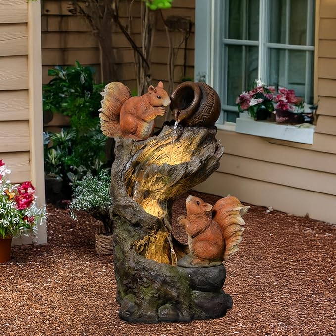 5-Tiered Rock Water Fountain Outdoor Garden - 31.5”Waterfall Fountain Outdoor Water