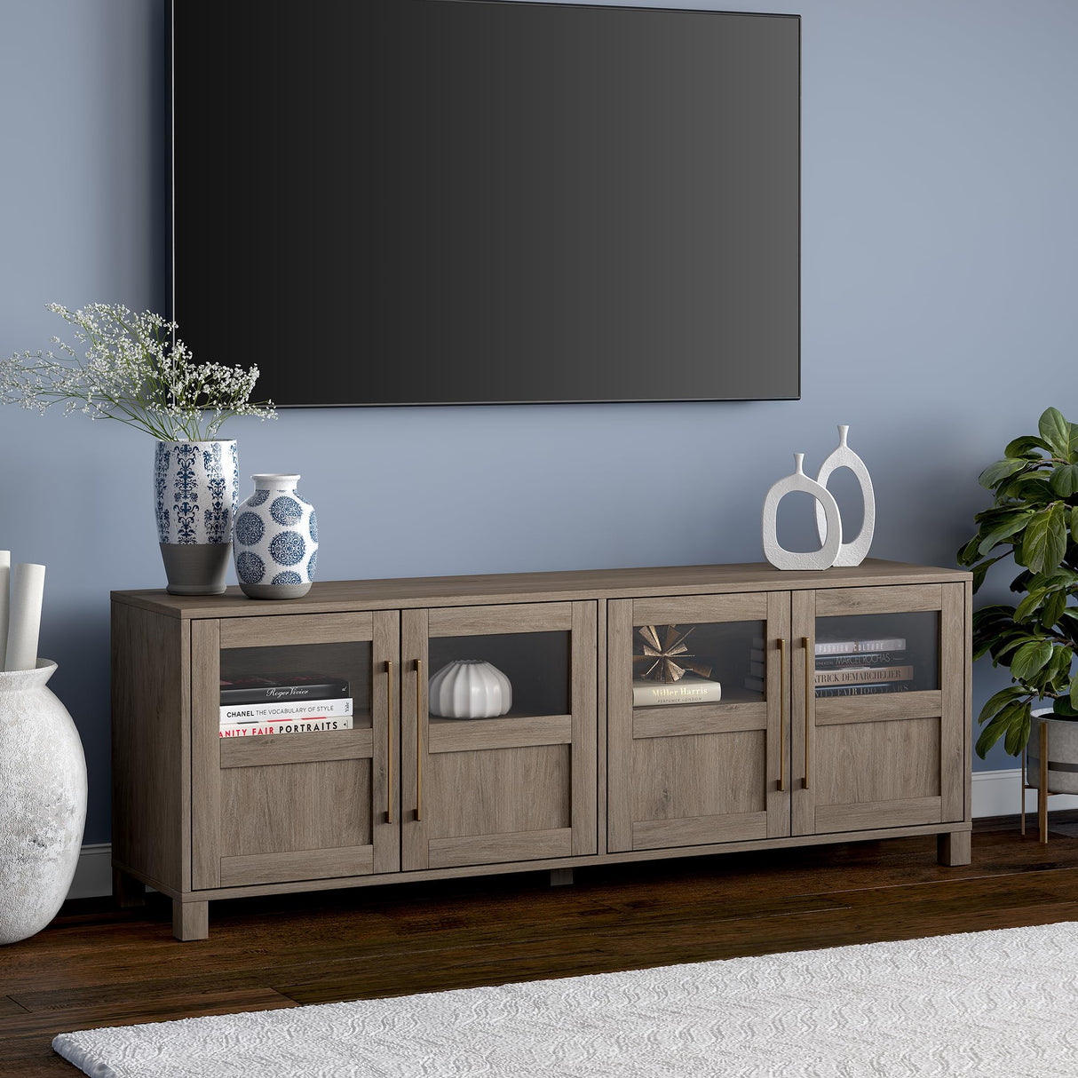 Holbrook TV Television-Stands, 68" Wide, Weathered Gray