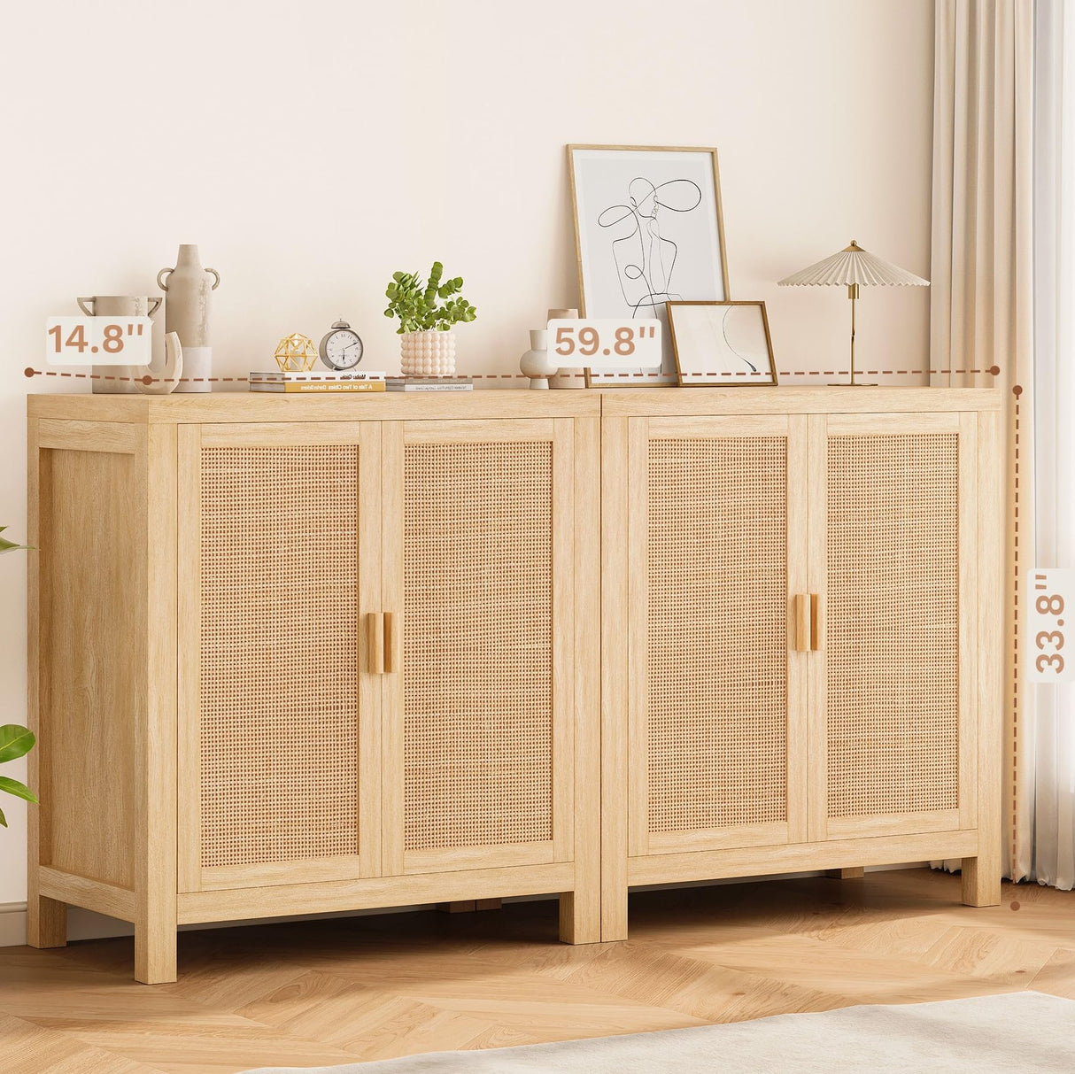 Buffet Cabinet with Storage, Rattan Cabinet, Sideboard Cabinet, Buffet Cabinet