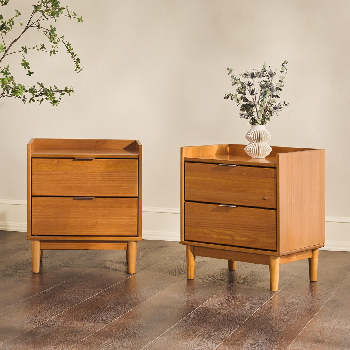 Century Modern 2-Drawer Solid Wood Nightstand
