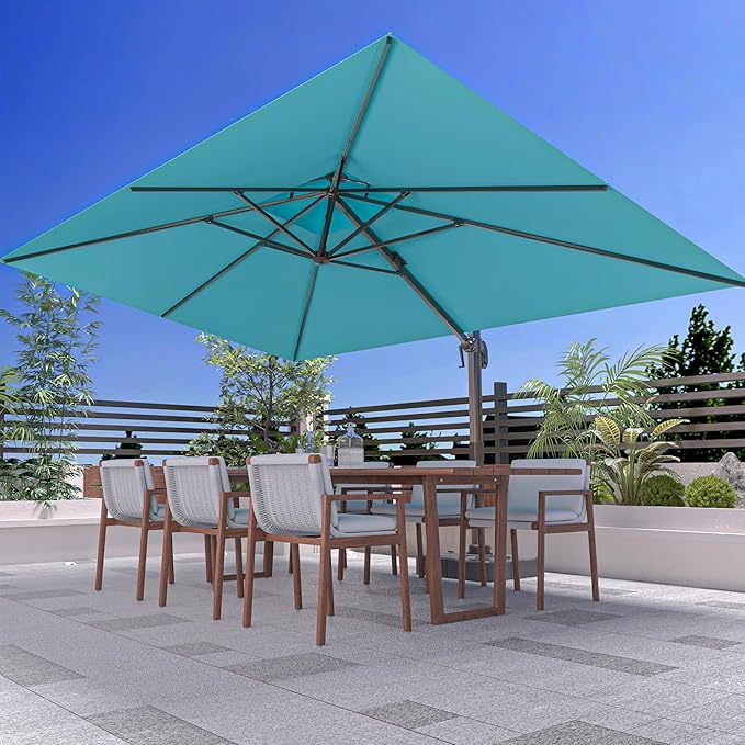 10' X 13' Outdoor Patio Umbrella Large Rectangle Cantilever Umbrella Heavy Duty 360