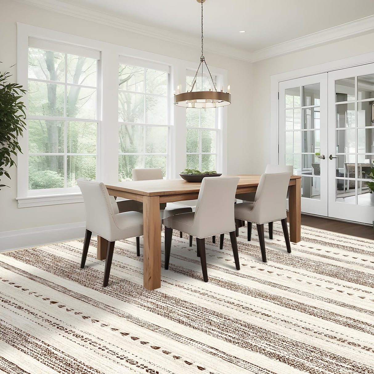 10x14 Large Area Rug: Soft Ultra Thin Machine Washable Farmhouse Area Rugs for