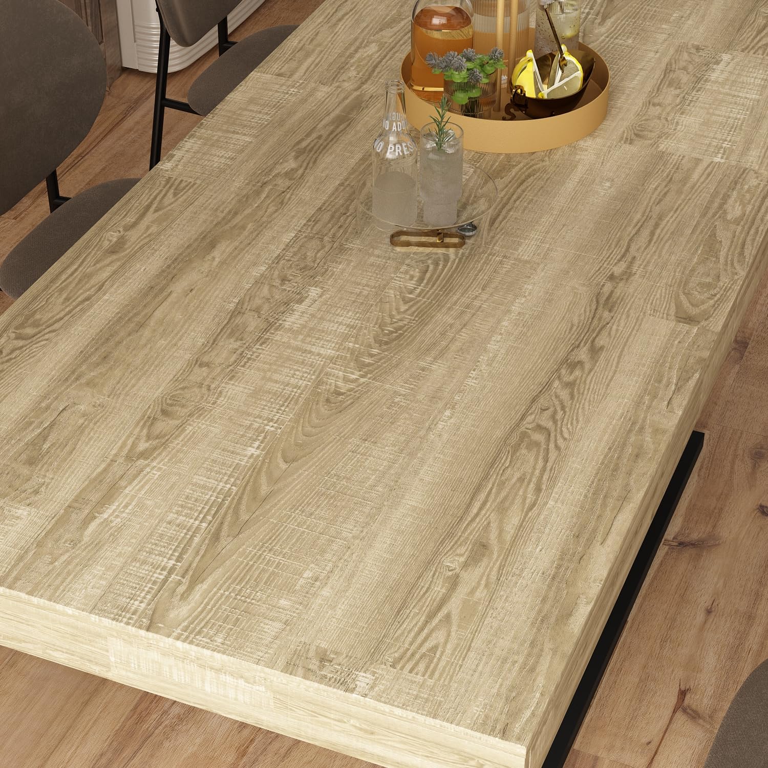 Extendable Dining Table for 8-10 People, Modern Wood Rectangular Expandable Kitchen
