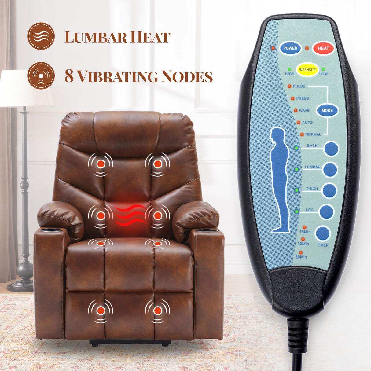 MotionEase Dual Motor Lift Recliner – with Heat, Massage & Wheels for Seniors