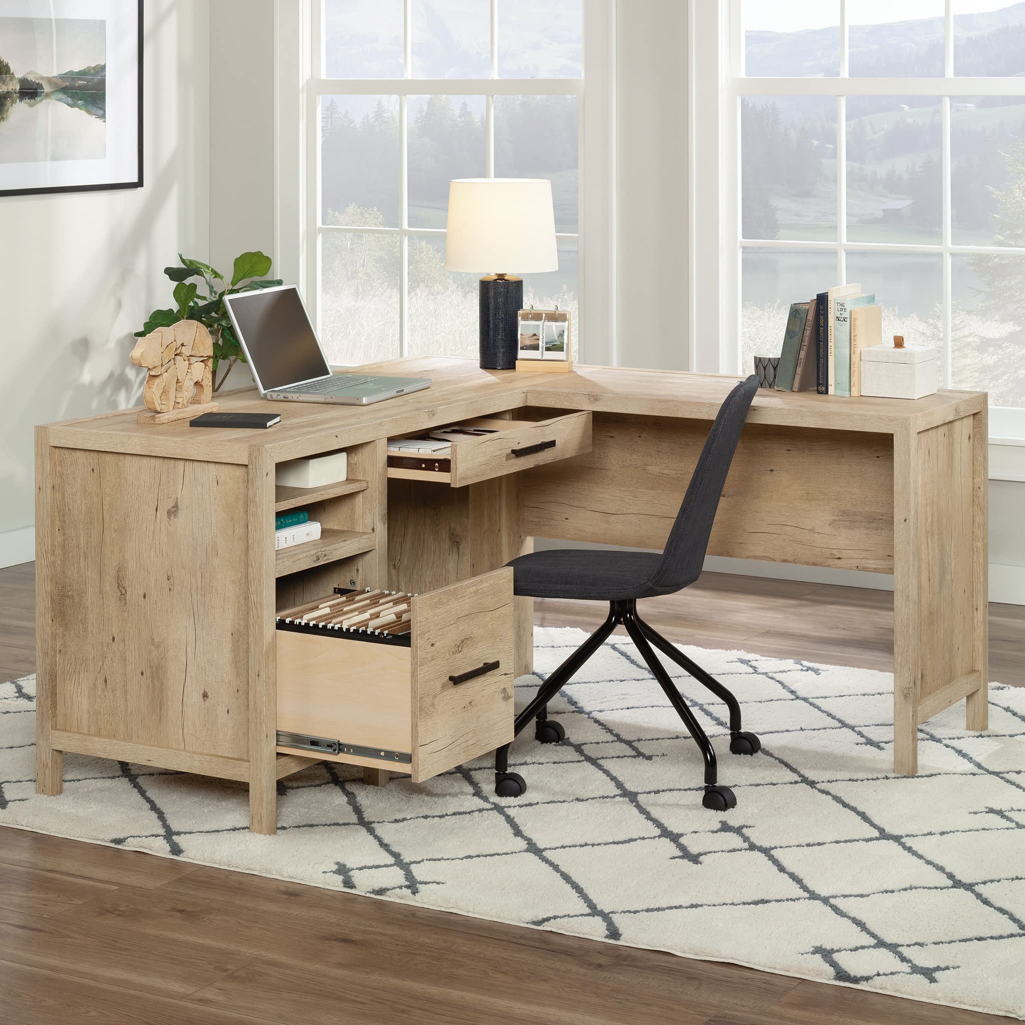Pacific View L-Desk, L: 58.47" x W: 58.43" x H: 29.92"