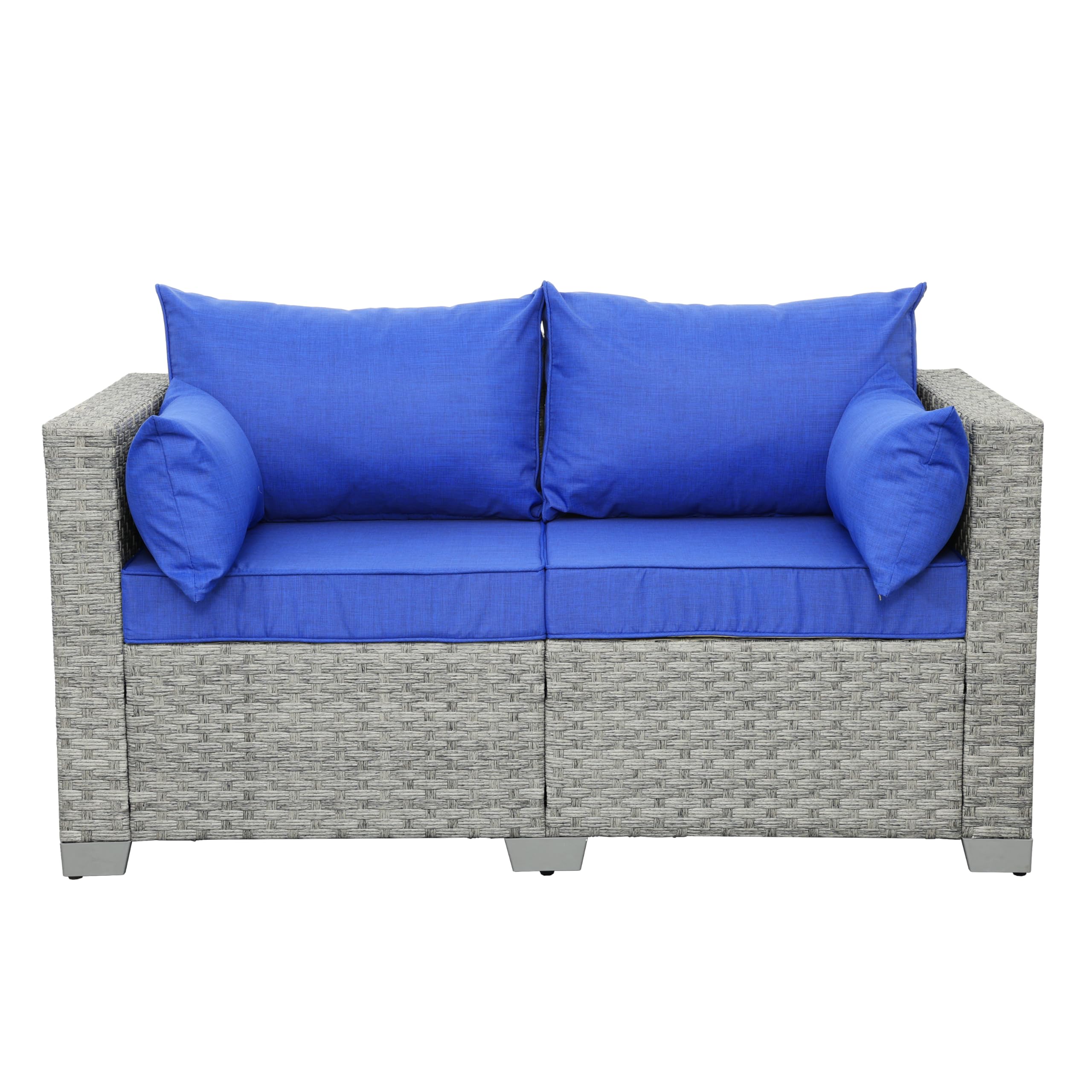 Patio Loveseat Outdoor Wicker Small Couch PE Rattan 2-Seater Furniture Sofa