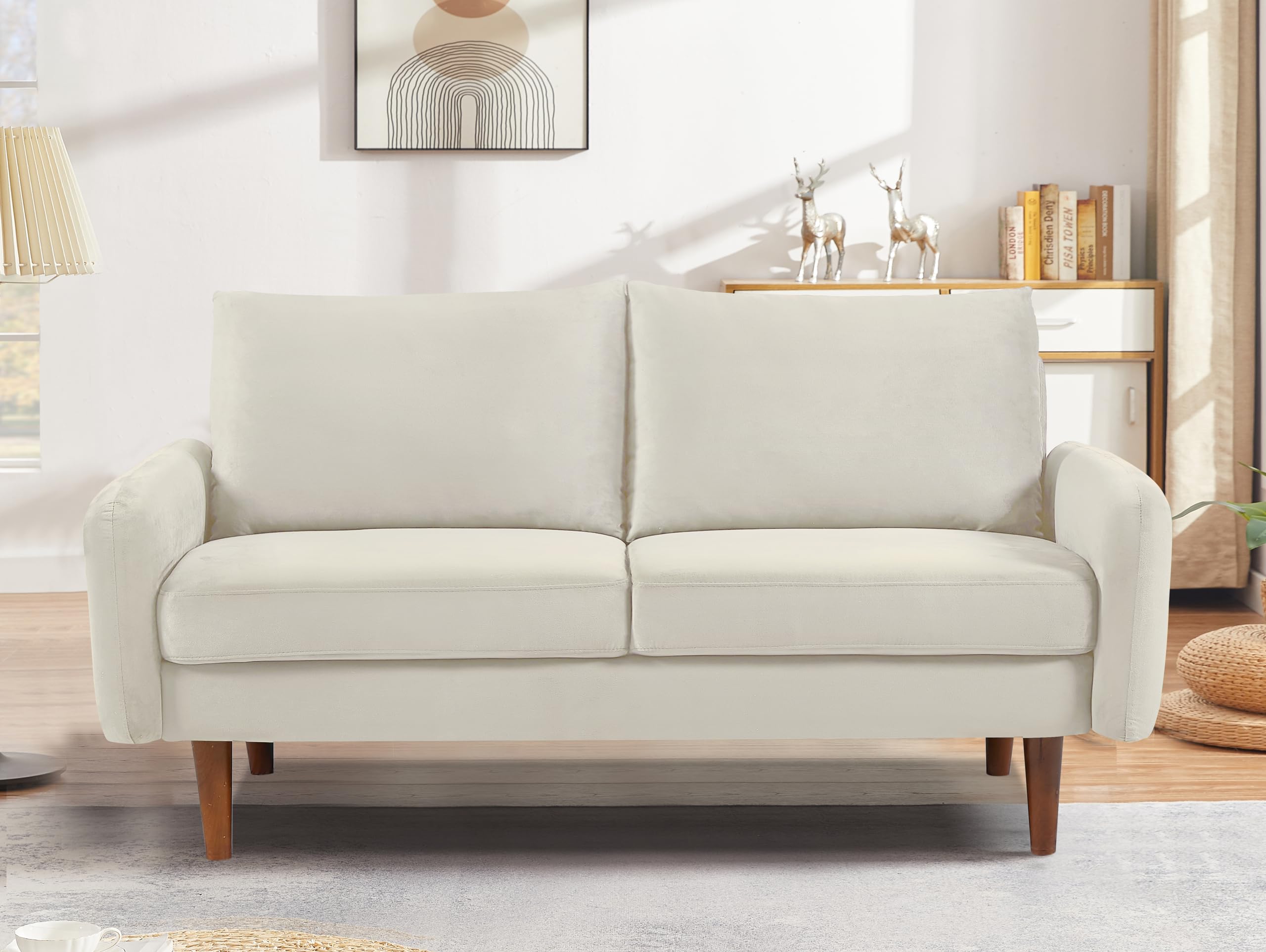 Direct Kent Velvet Loveseat Sofa for Modern Living Rooms and Compact Spaces