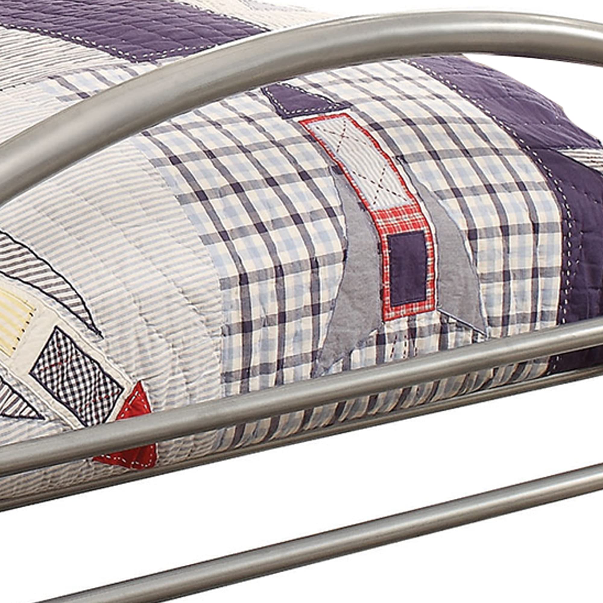 Benjara Benzara Tube Shaped Metal Bed, Silver