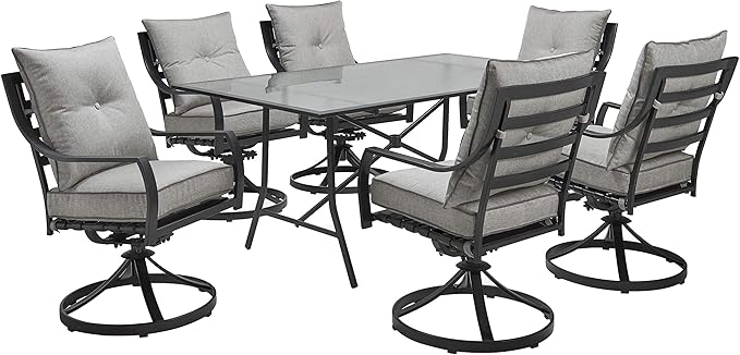 Lavallette 7-Piece Patio Dining Set, Steel Outdoor Dining Set for 6