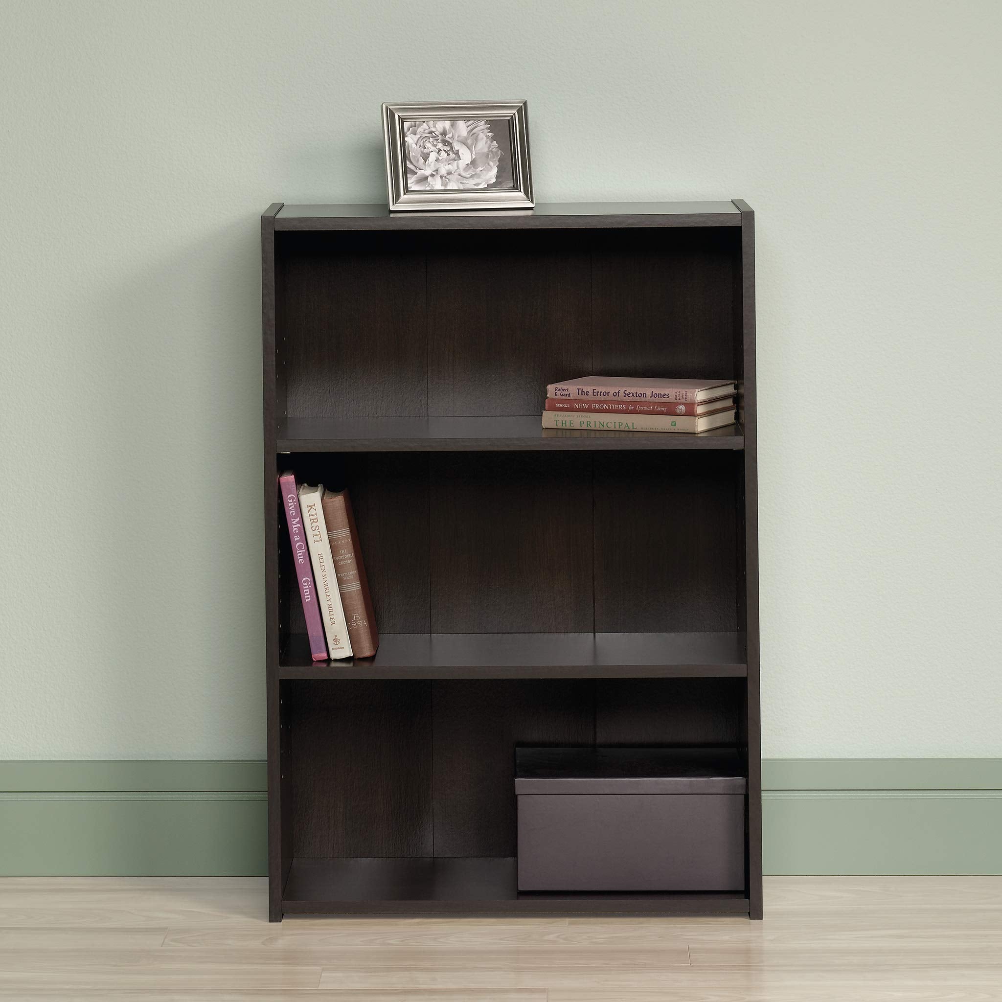 Sauder Beginnings 3 Bookcase/Book Shelf, L: 24.57" x W: 11.50" x H: 35.28", Cinnamon Cherry finish