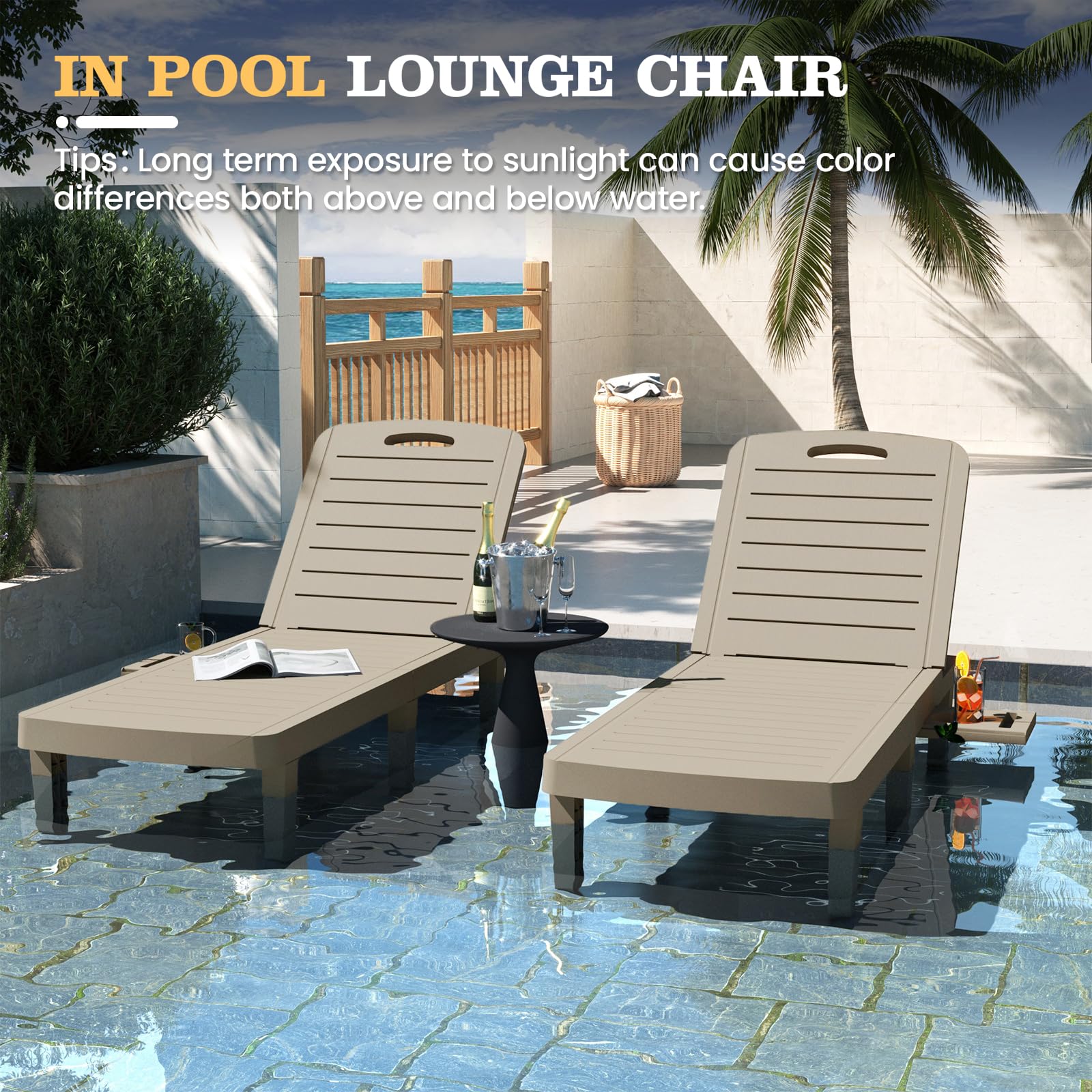 Oversized Outdoor Chaise Lounge Chairs Set of 2,Patio Lounge Chair