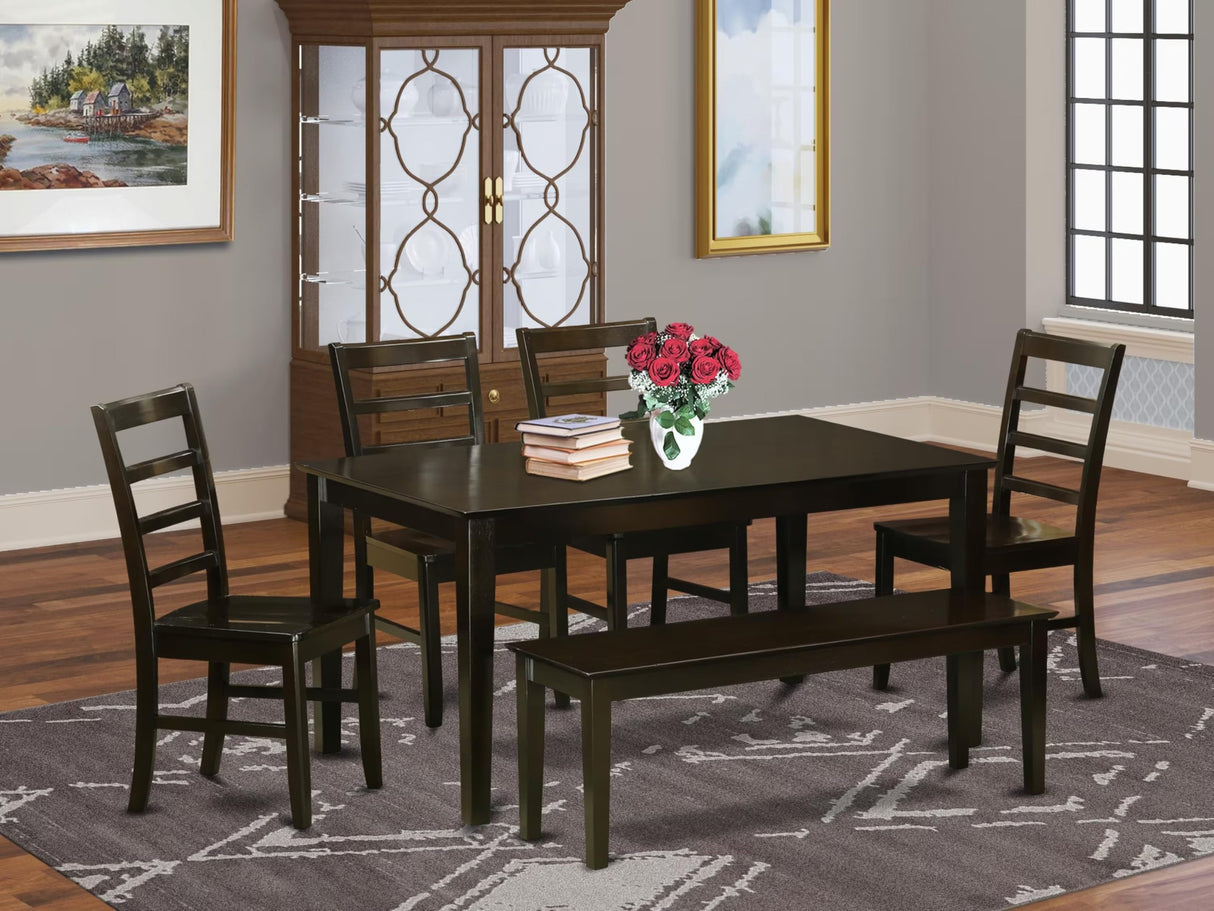 CAPF6-CAP-W 6 Piece Dining Table Set Contains a Rectangle Wooden Table and 4 Dining Room