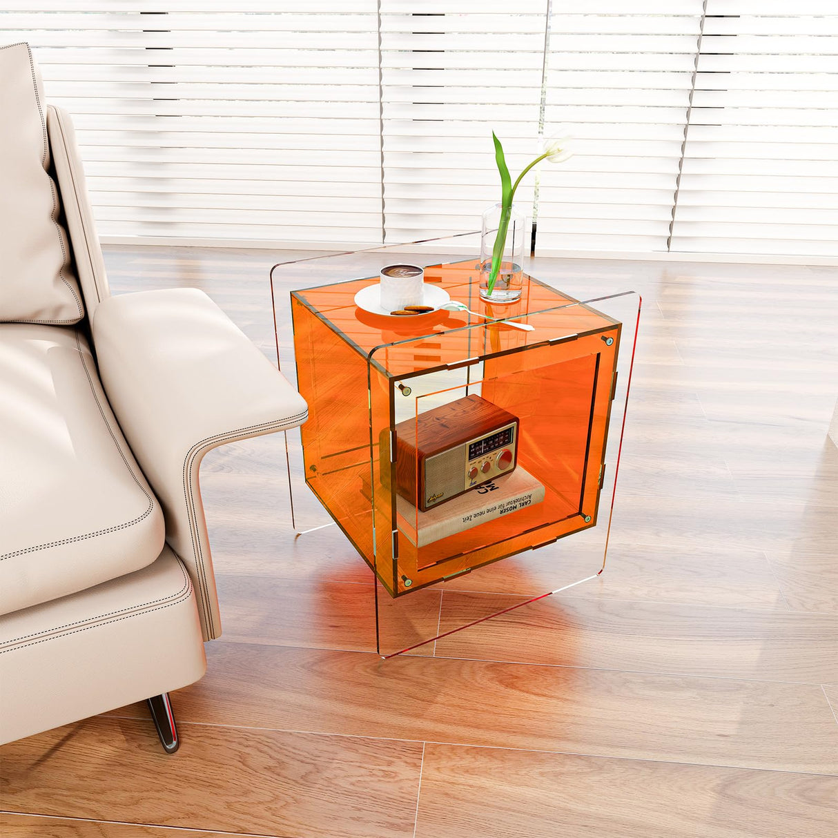 Acrylic Nightstand Orange Acrylic Side Table Night Stands for Bedrooms Acrylic Bedside