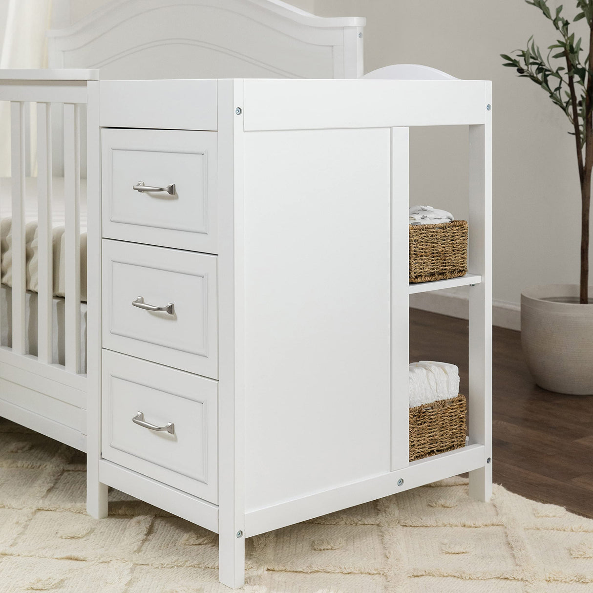 4-in-1 Convertible Crib and Changer Combo in White