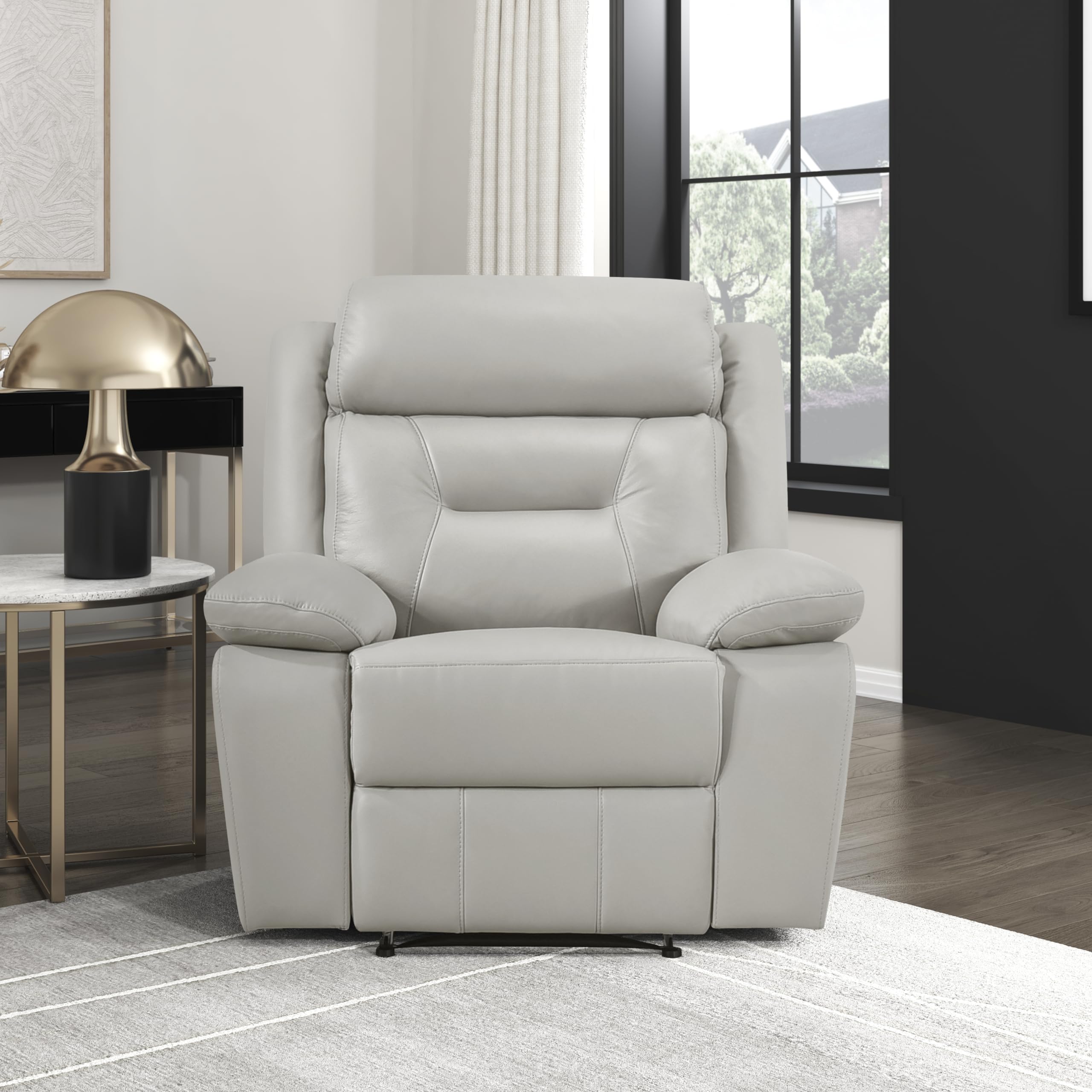 Recliner Chair Leather Recliner with Pillow Top Armrests, Home Theater Seating