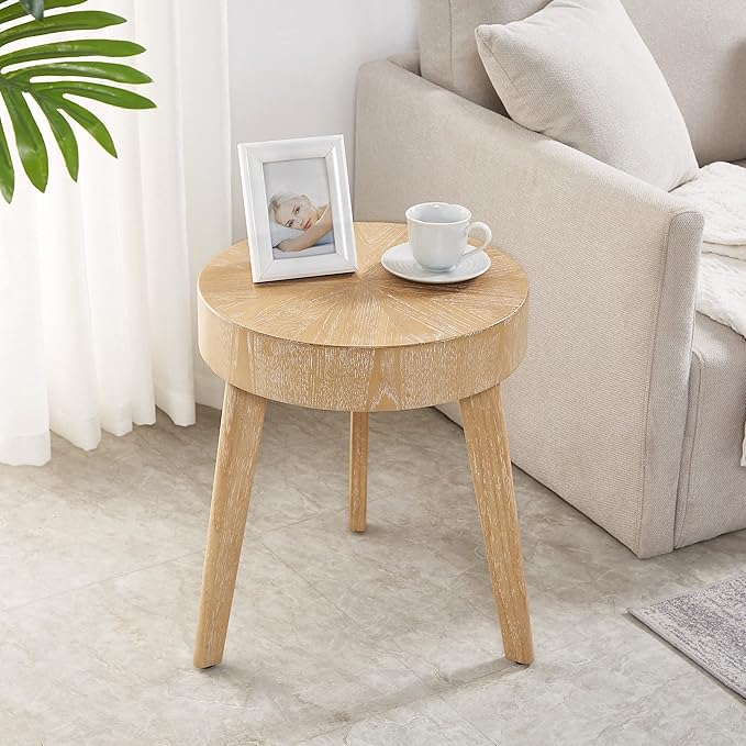 Round Wood Coffee Tables for Living Room, Farmhouse Circle Coffee Table