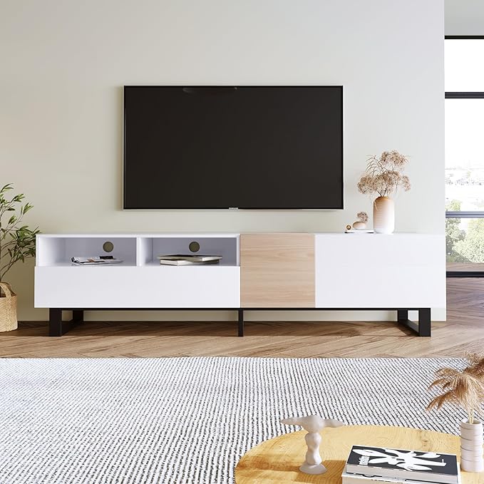 Modern TV Stand for 80'' TV, 70.9" Entertainment Center with Storage & Drawers