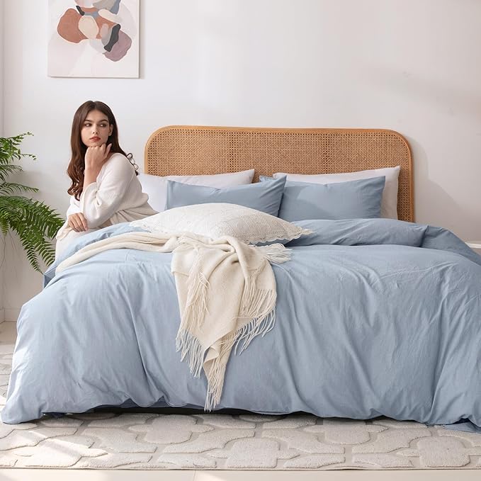Linen Feel Like Textured, Luxury Soft and Breatheable Bedding Set