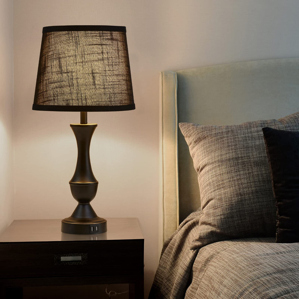 Touch Table Lamps Set of 2, 22" Tall Bedside Lamps