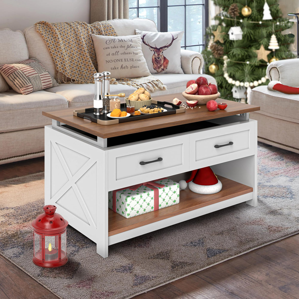 Farmhouse Living Room Coffee Table: 3-in-1 Board Game & Puzzle Table