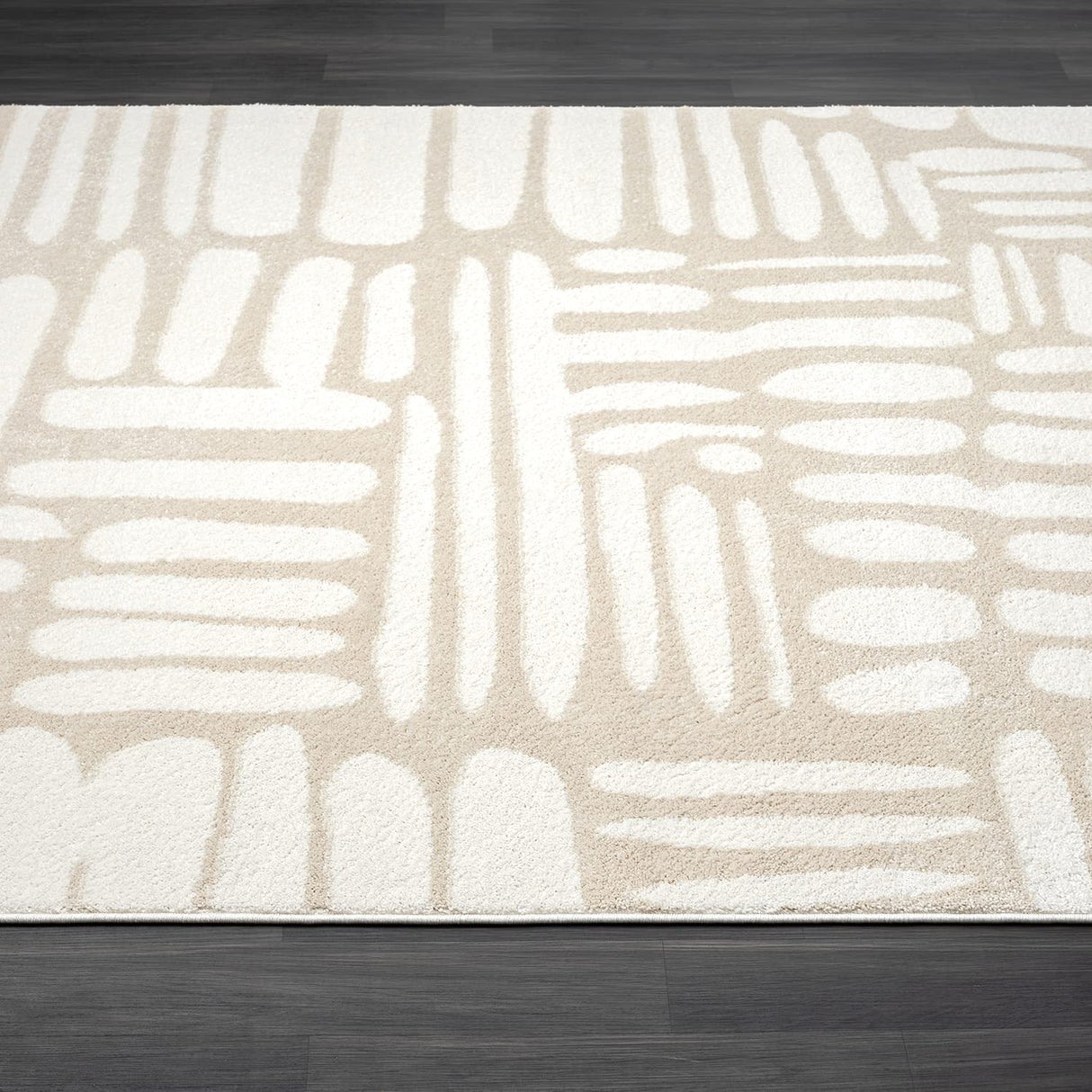 Nuevo Collection Area Rug 6'x9' - Beige/Cream Abstract Design