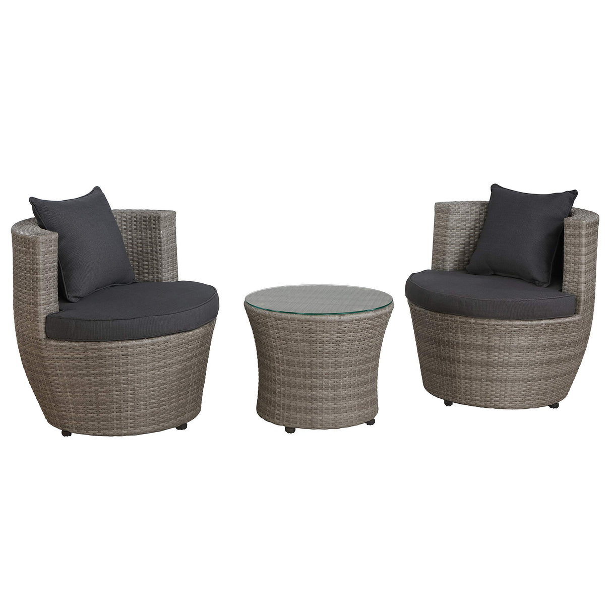 All-Weather Wicker 2-Person Outdoor Patio Conversation Set - Gray Resin Wicker