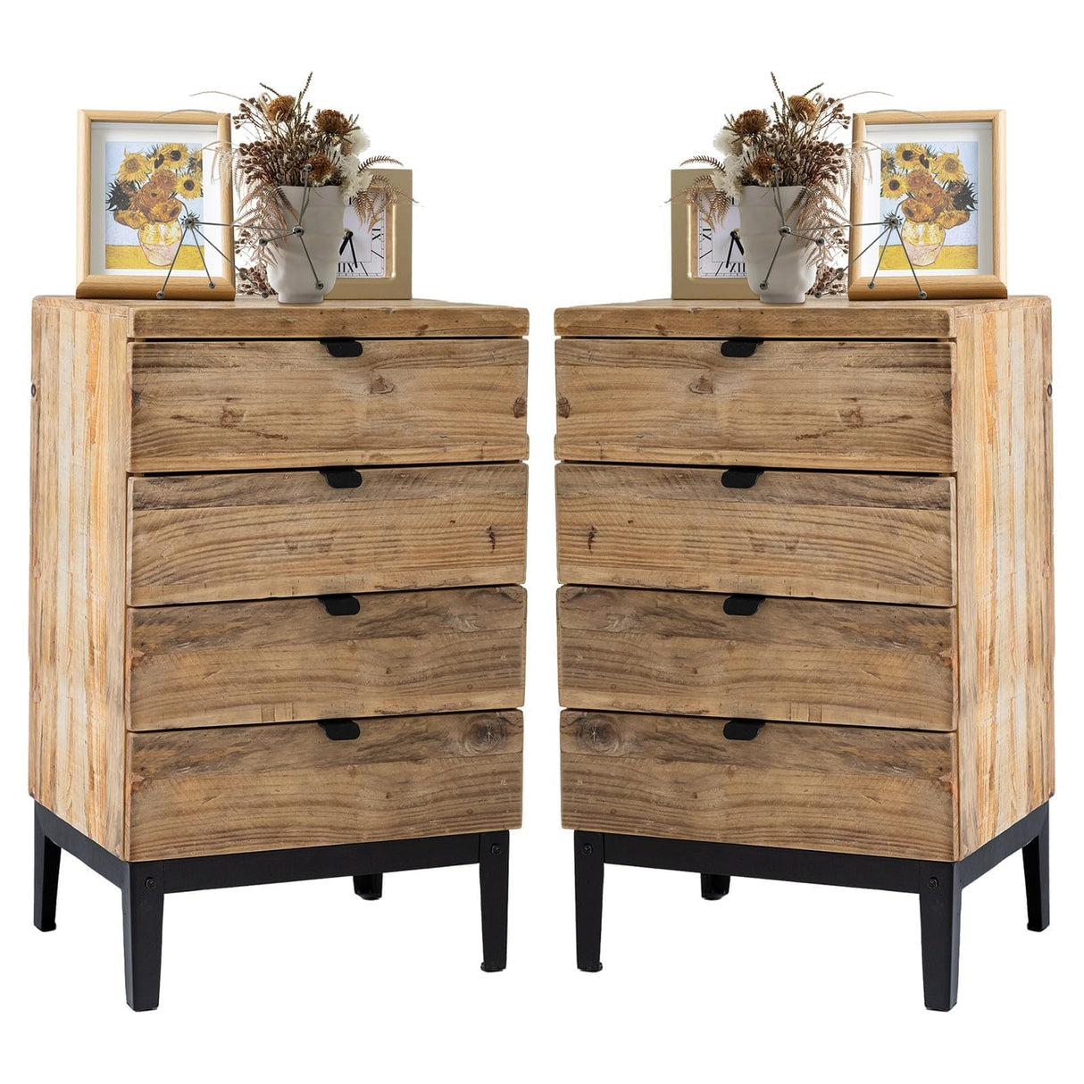 Farmhouse Nightstand Solid Wood Bedside Table